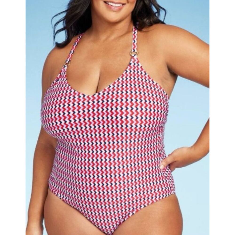 NWOT Kona Sol Womens 17 1X Criss Cross Back Swimsuit Summer Vacation‎ One Piece